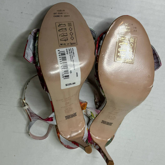 Ted Baker Ivory Neelia Floral Print Bow Heeled Sandals NEW Size 37.5 - US 7.5 - Picture 9 of 12
